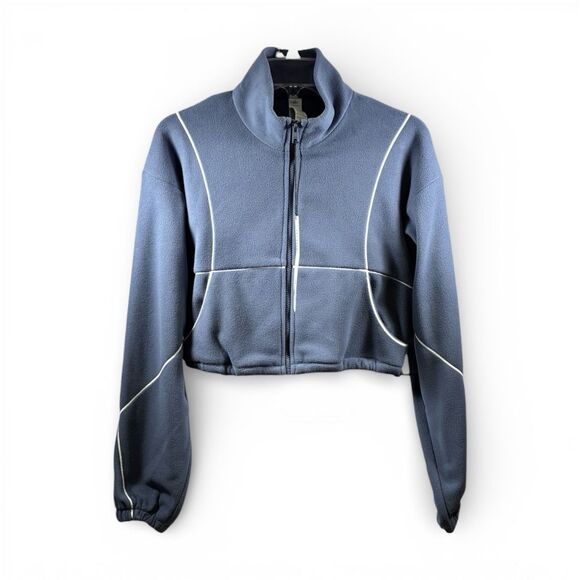 Alo Yoga Jackets & Blazers - ALO Polar Fleece Game Time Full Zip Jacket in Bluestone/White Size S
